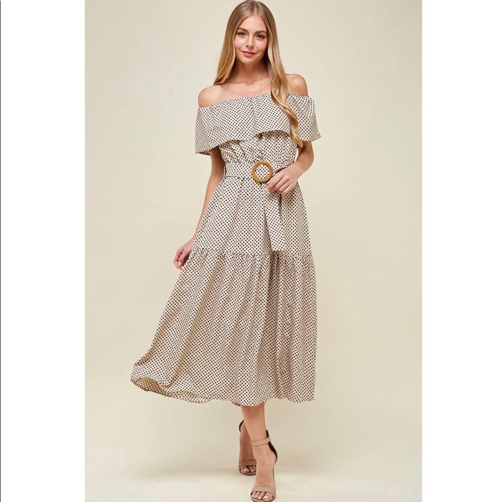 Ruffled off shoulder dress